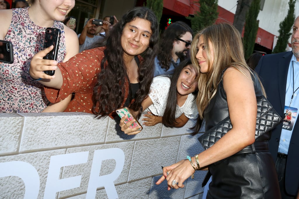 Jennifer Aniston Black Leather Dress Murder Mystery Premiere