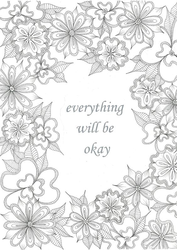 Adult Coloring Page: "Everything Will Be Okay"