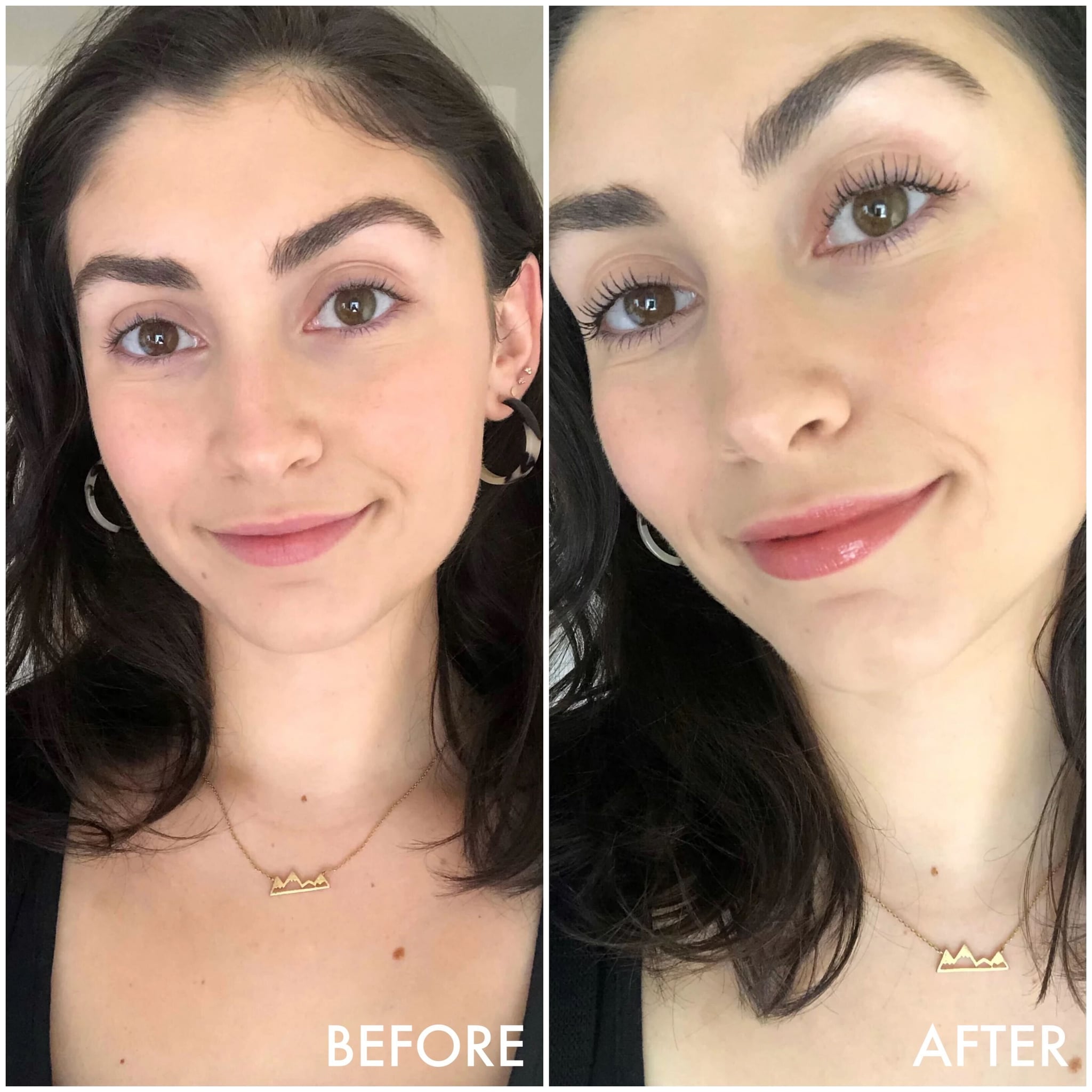 Before and after using the Essence Lash Princess Mascara Before and after using the Essence Lash Princess Mascara