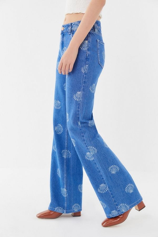 UO Clare Seashell Printed Flare Jean