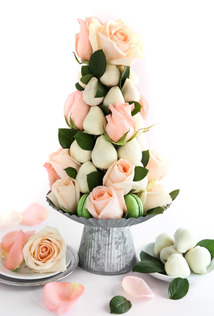 DIY Dipped Strawberry and Rose Tower