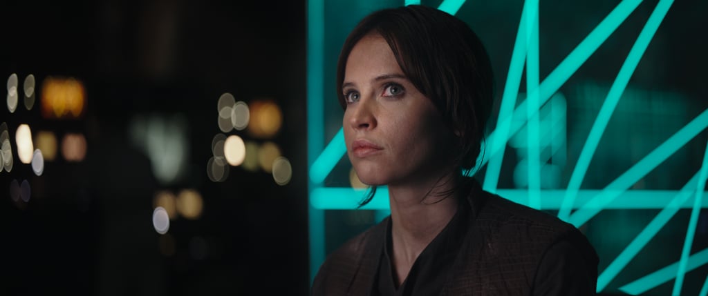 Felicity Jones as Jyn Erso.