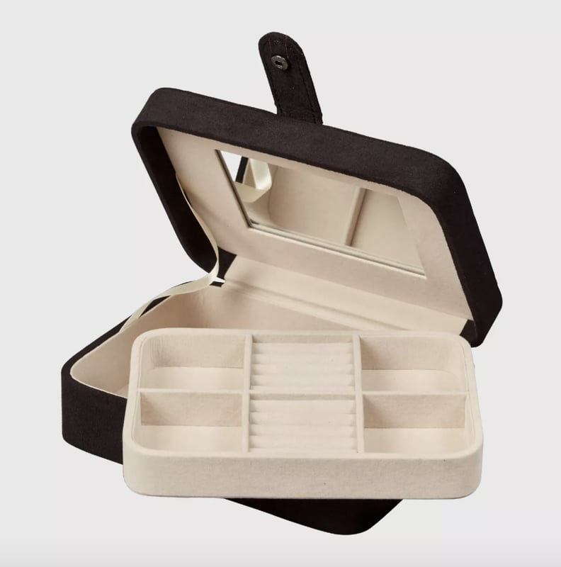 Mele & Co. Giana Women's Plush Fabric Jewelry Box with Lift Out Tray-Black
