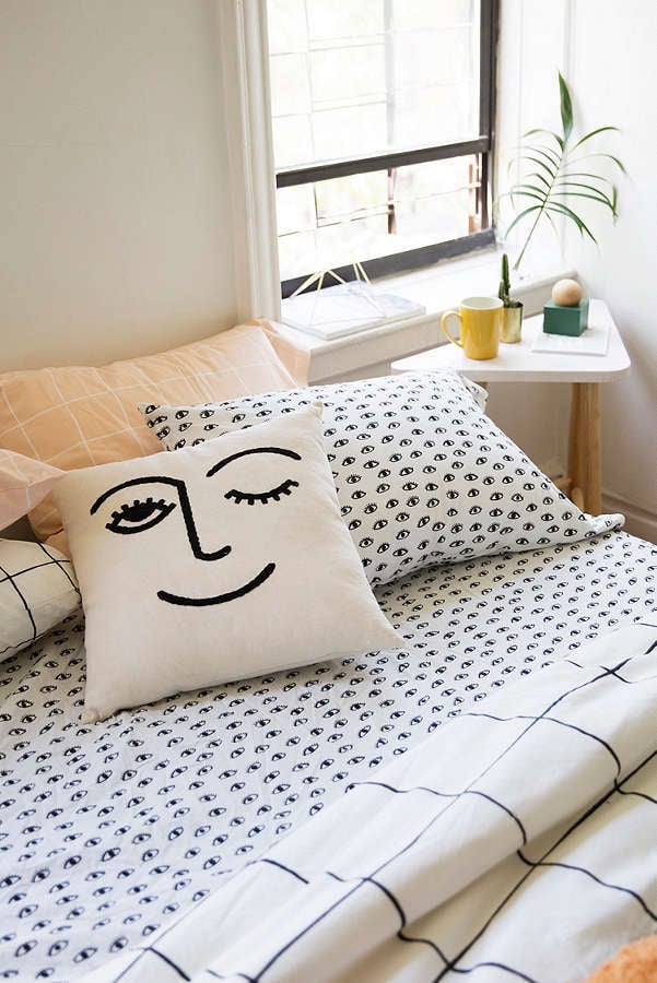 Urban Outfitters Winky Embroidered Pillow Need A Knockout White
