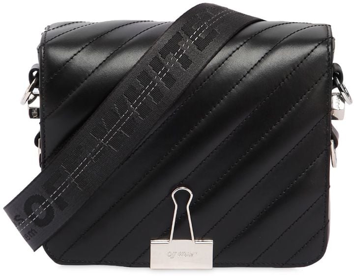 Off-White Off White Quilted Stripes Leather Shoulder Bag
