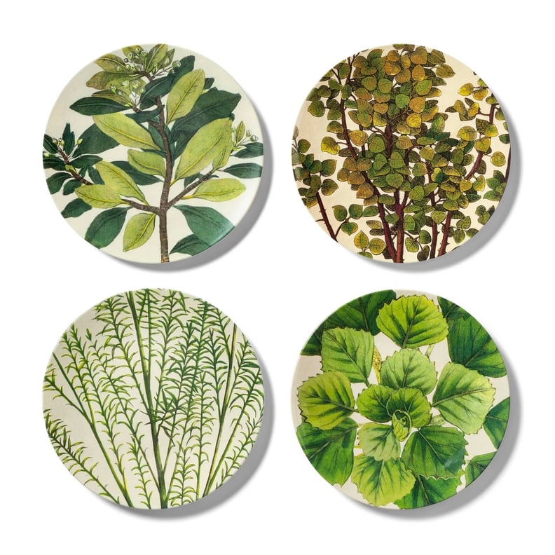 John Derian Leaf-Print Melamine Dinner Plate Set