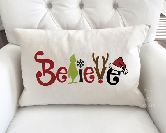 Believe Christmas Pillow Cover