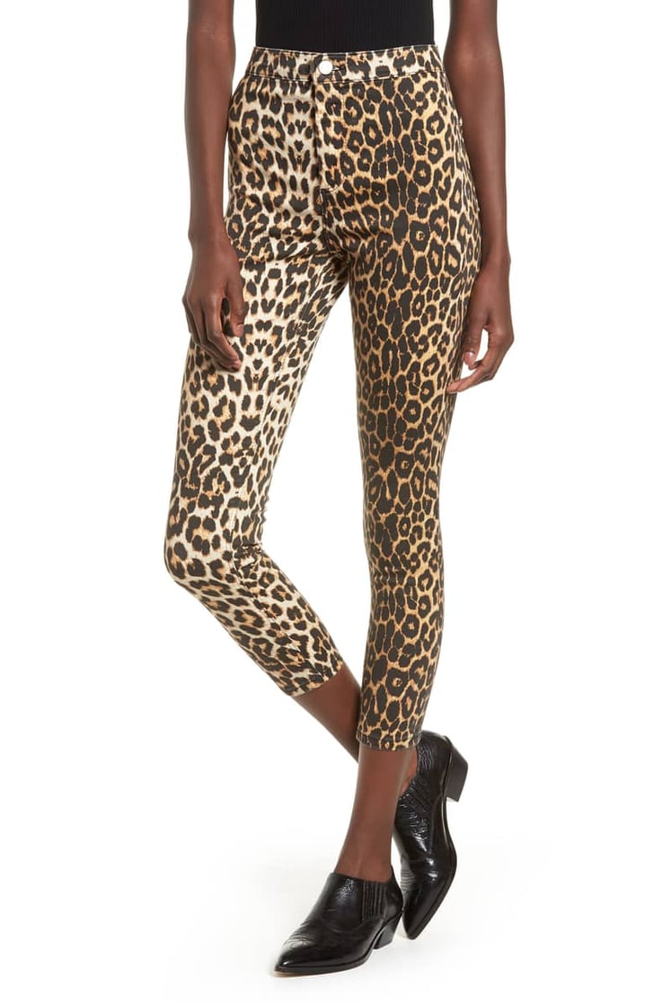 leopard high rise jeans