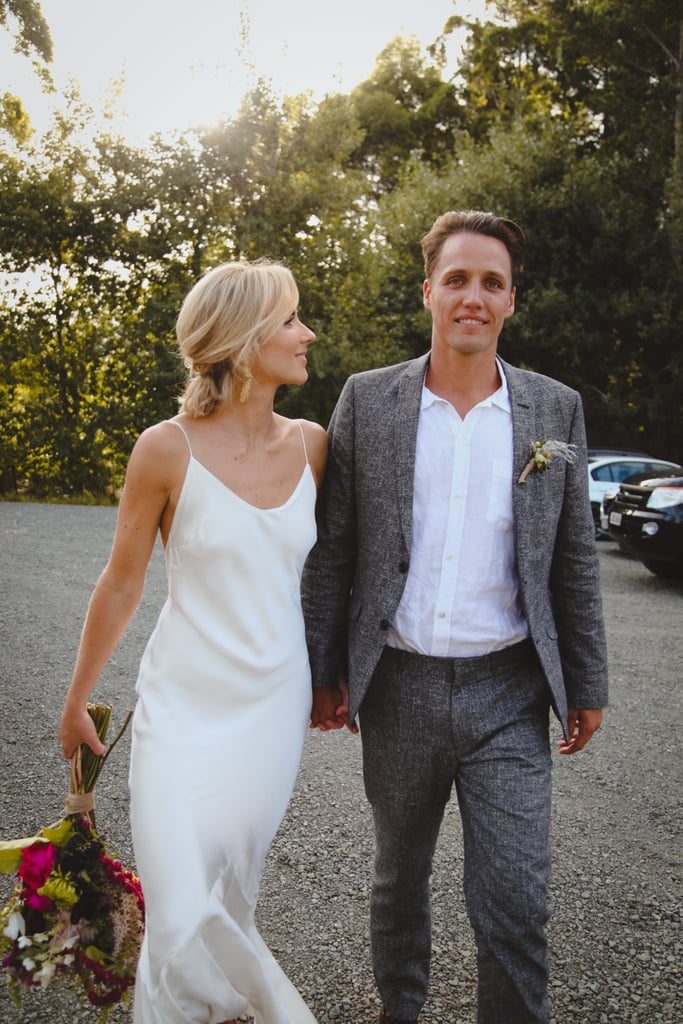 Real Bride Wearing A White Slip Wedding Dress Popsugar Fashion