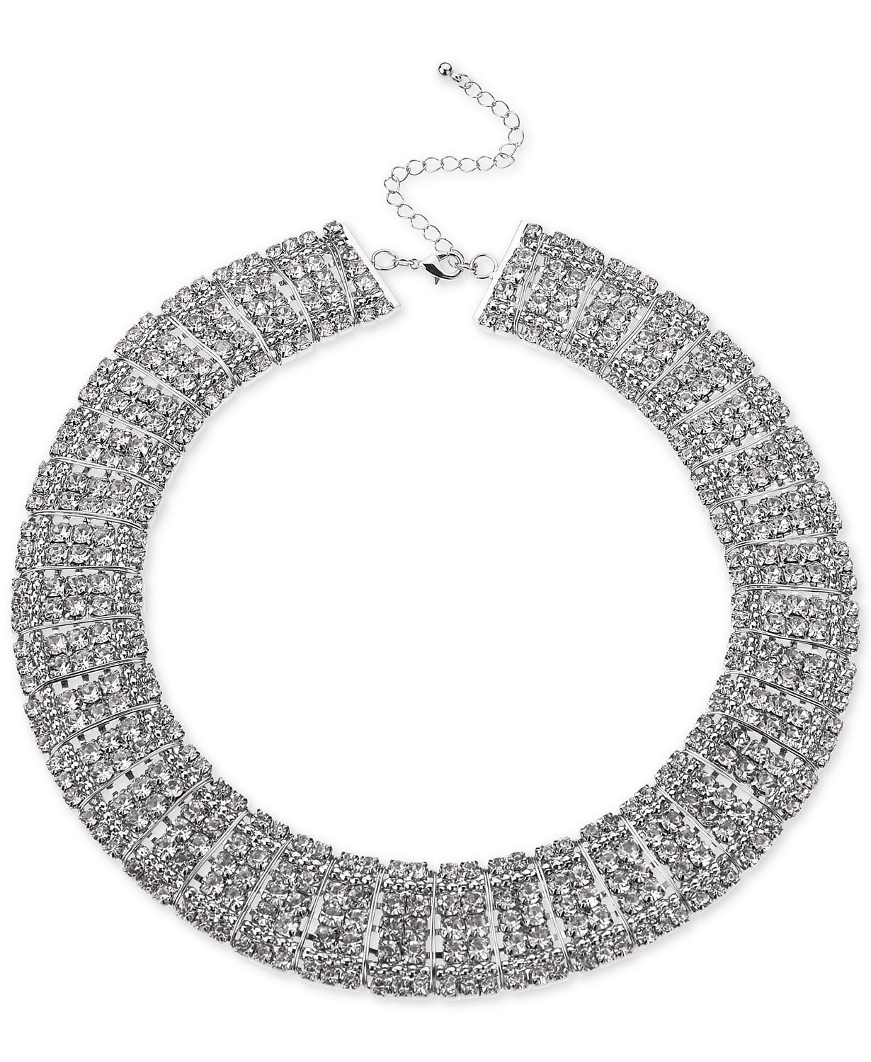 INC International Concepts Silver-Tone Crystal Multi-Row Choker Necklace ($30)