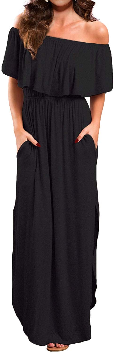 Off the shoulder outlet casual maxi dresses