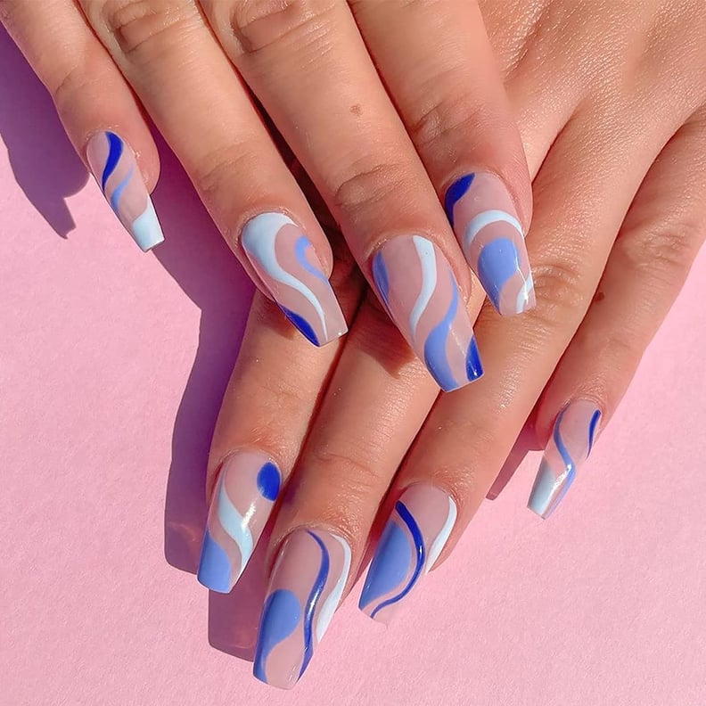 Something Blue: Hzacye Blue Swirl Press On Nails