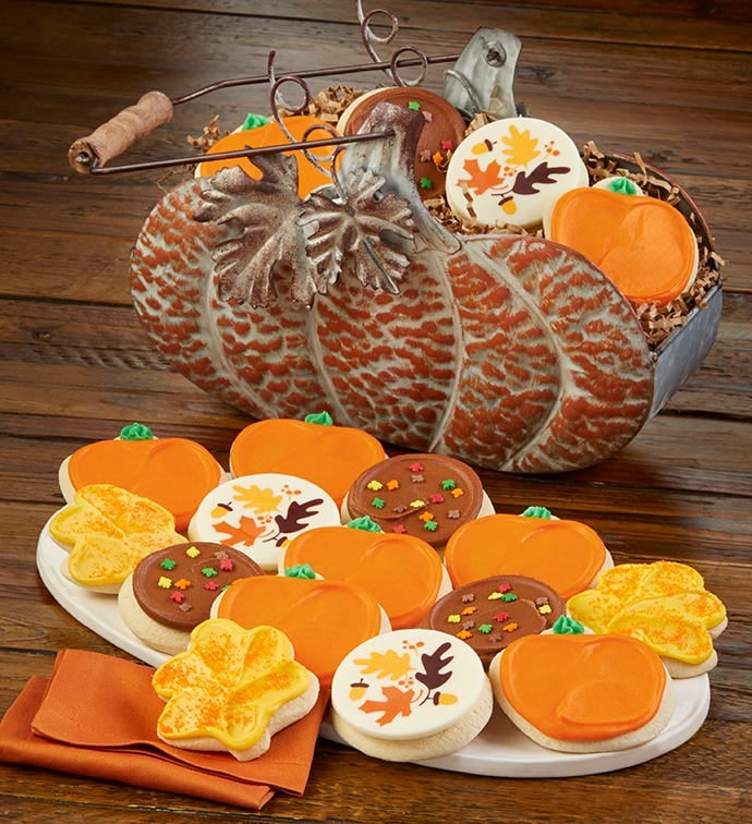 For the Next House Party: Buttercream Frosted Cut-Out Pumpkin Gift Basket