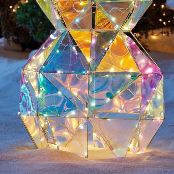 Christmas Sparkle Angular Iridescent Snowman in White