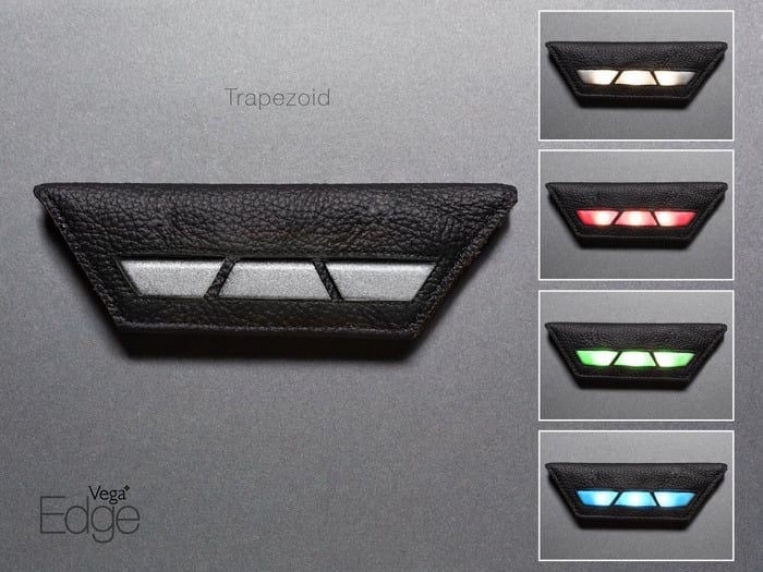 Vega Edge is available in two different shapes, both of which are equally as good-looking and come in either black or brown leather. The first is the Trapezoid design.