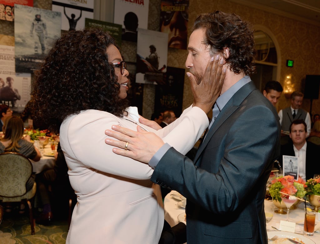 Oprah Winfrey doted on Matthew McConaughey at the star-studded AFI Awards luncheon in LA on Friday.