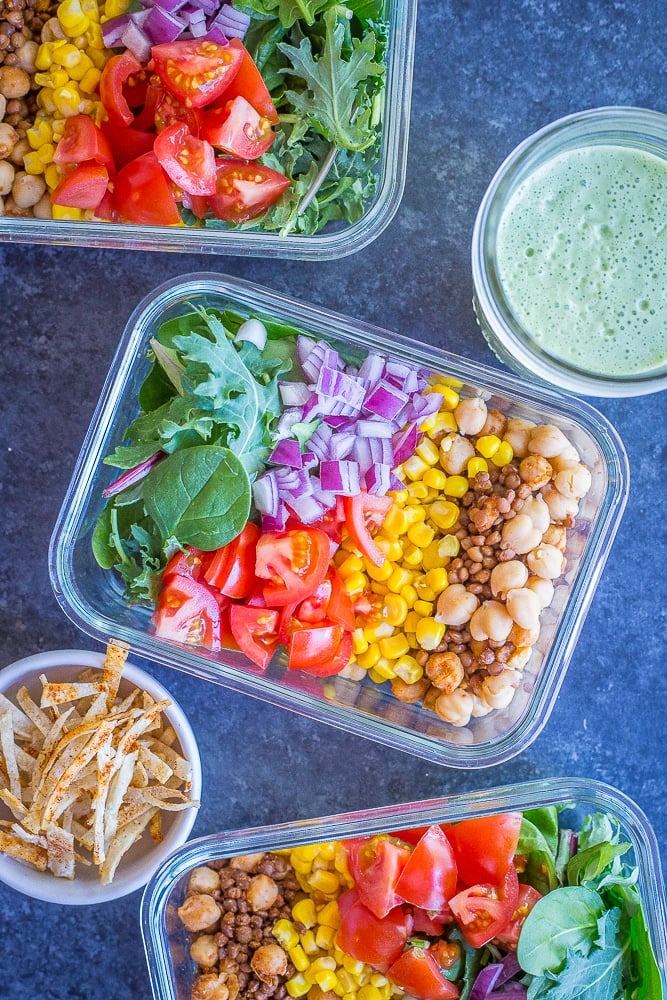 Chickpea and Lentil Taco Salad Meal Prep Bowls | Best Healthy and Easy ...
