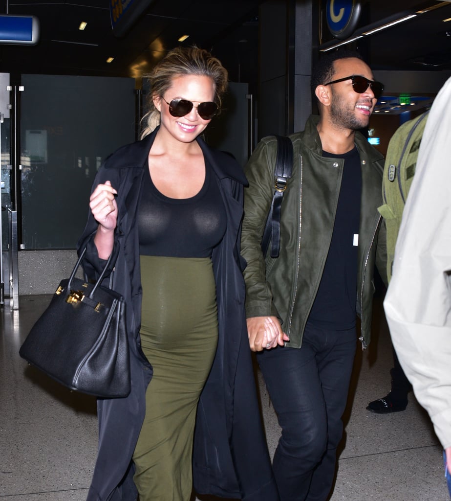 John Legend and Chrissy Teigen Arriving at LAX January 2016