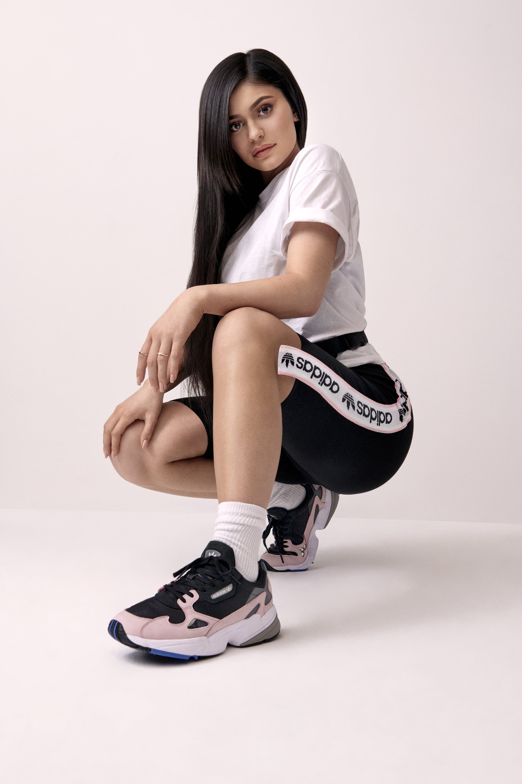 famine Circle Banishment Kylie Jenner Adidas Falcon Sneakers 2018 | POPSUGAR Fashion