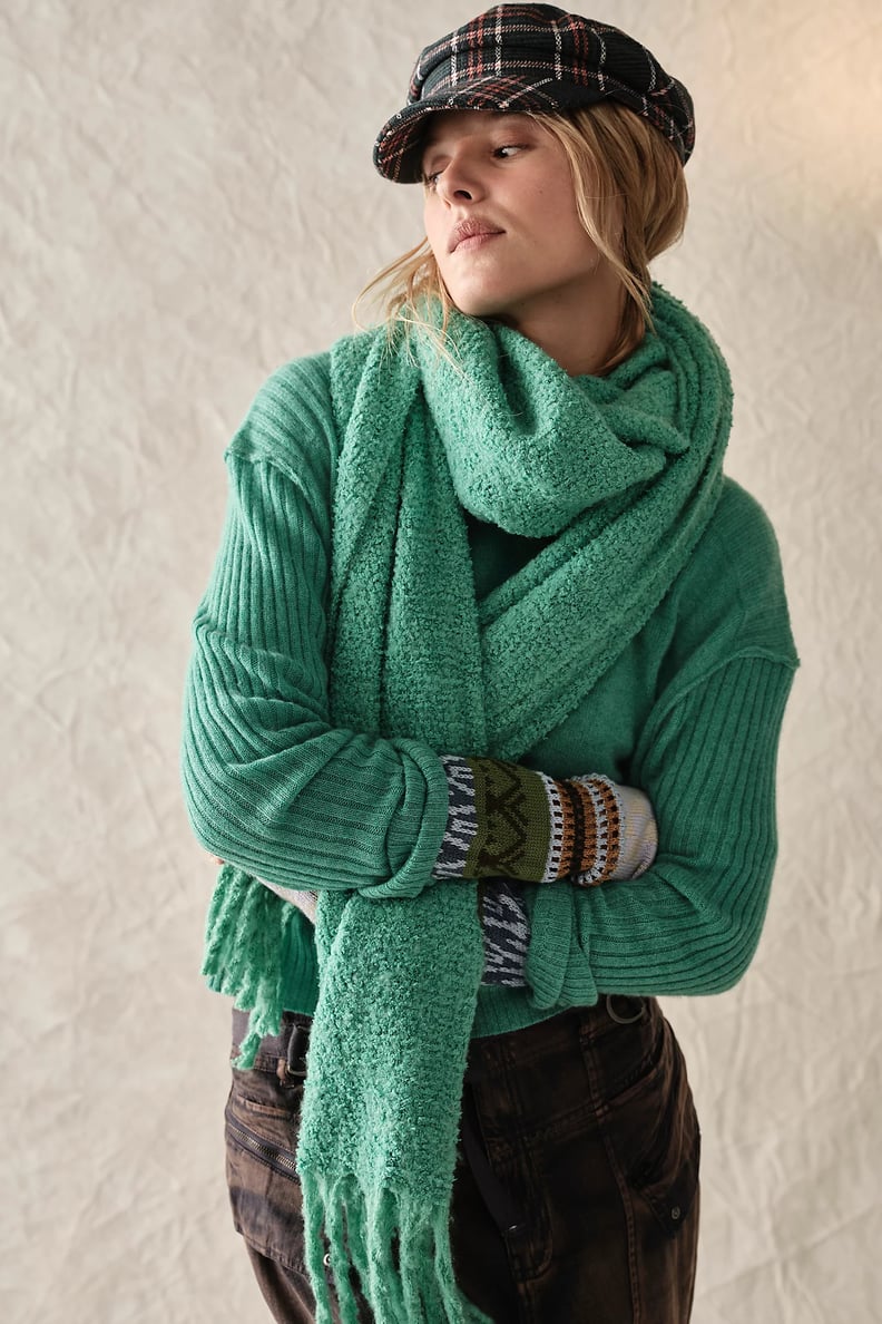 Wander Agio Women's Plaid Winter Scarf | Thick Knit Long Shawl