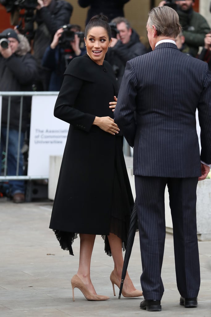 Meghan Markle's Black Givenchy Coat ACU Visit Jan. 2019