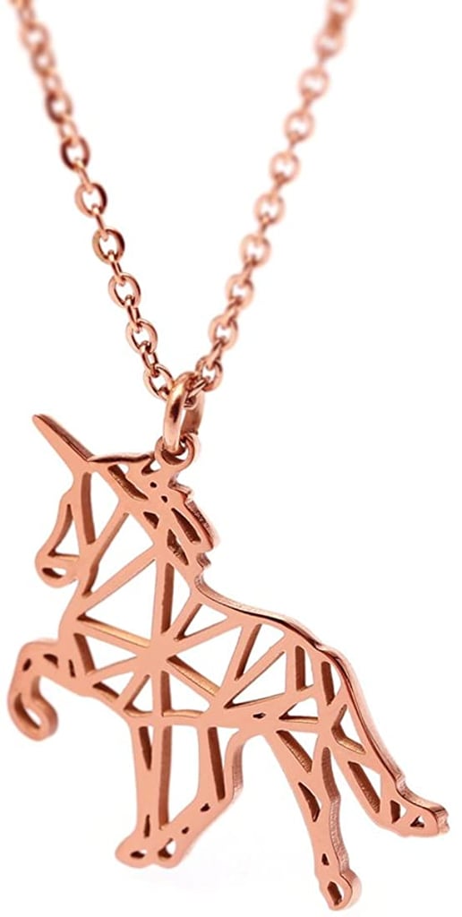 A Dainty Necklace: Hanfly Rose Gold Plated Unicorn Necklace