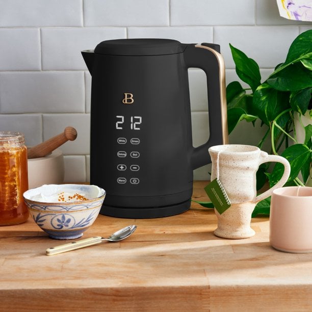 Beautiful 1.7L One-Touch Electric Kettle, Black Sesame by Drew Barrymore