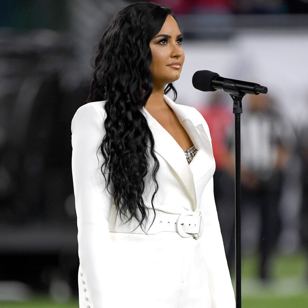 Demi Lovato S White Sergio Hudson Jumpsuit At The Super Bowl Popsugar Fashion Sergio hudson collection, los angeles, california.