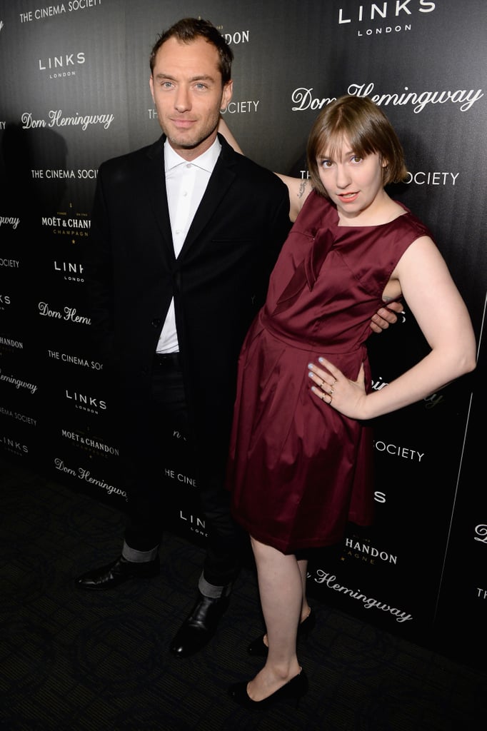 Lena Dunham played around with Jude Law on Thursday at the premiere of his new film, Dom Hemingway, in NYC.