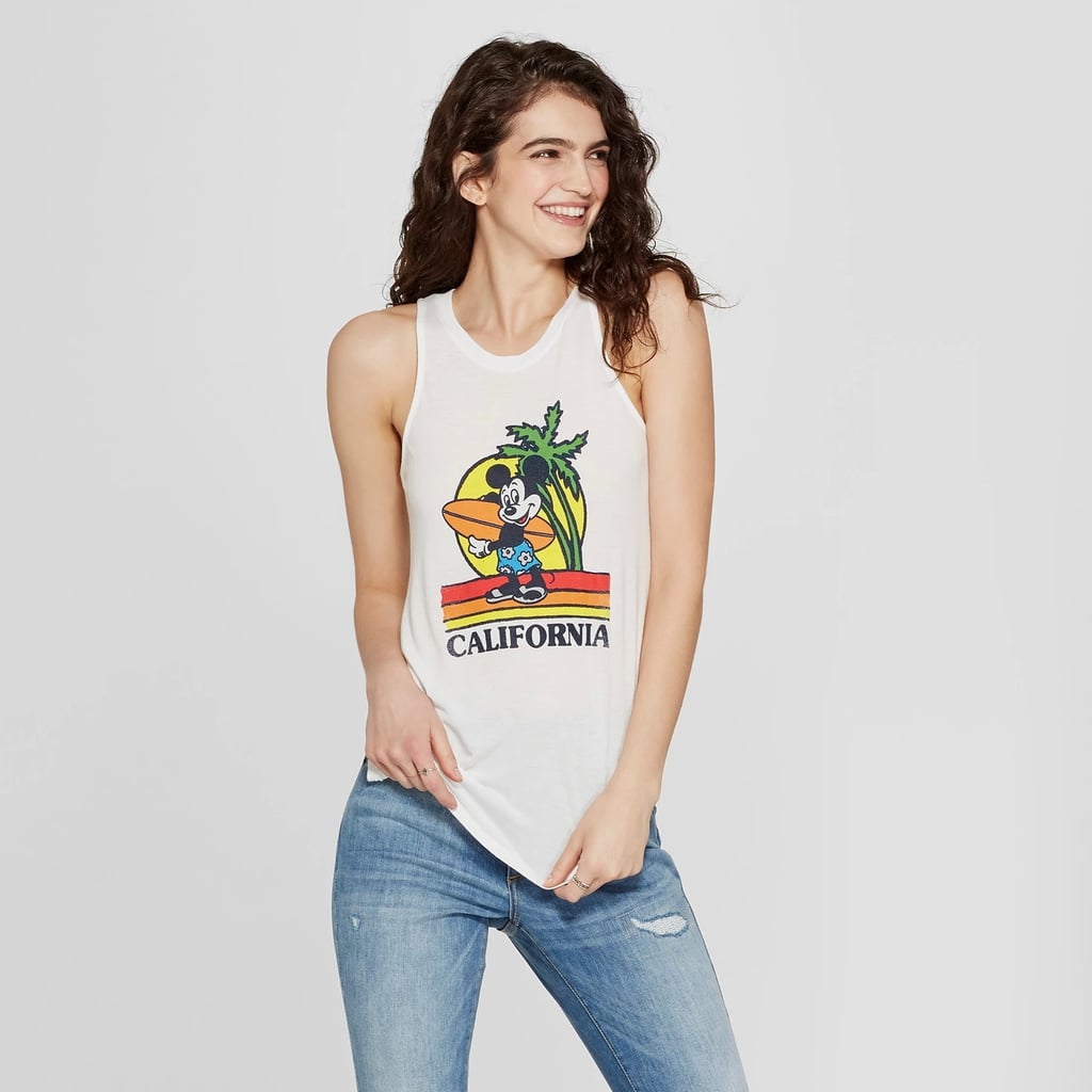 Women's Mickey Mouse Surf Board Graphic Tank Top