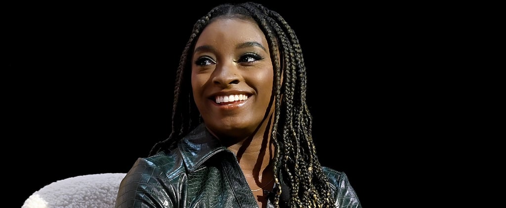 Simone Biles Wears a Mint-Green Halter With Cheer Cast