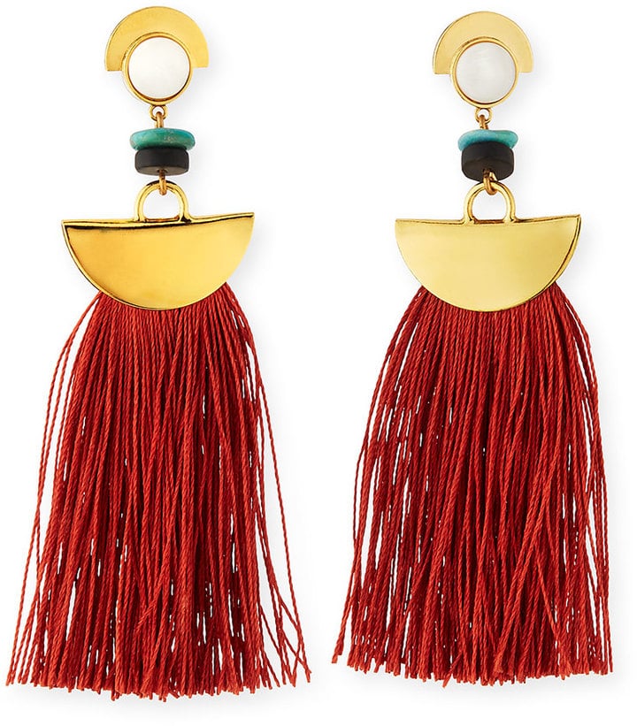 Lizzie Fortunato Mount Sage Tassel Earrings, Dark Orange ($185)