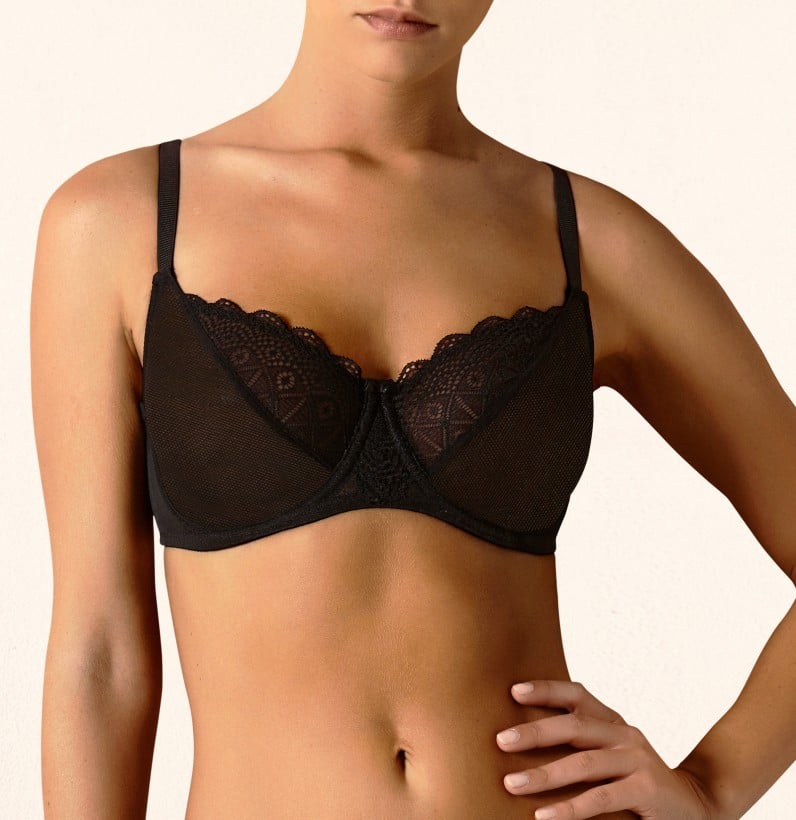 Women's Half Padded Black Color Bra, Size 75B (5819-360)