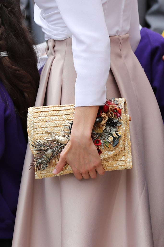 Queen Letizia Straw Clutch July 2017