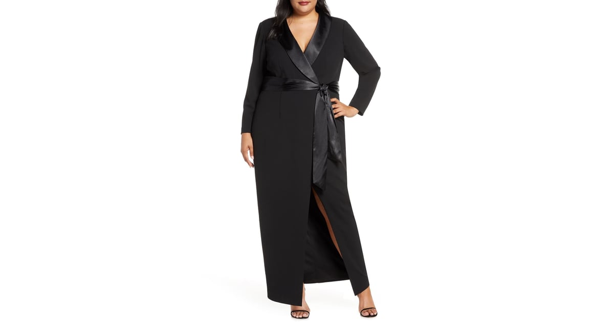 Eliza J Tuxedo Faux-Wrap Long-Sleeved ...