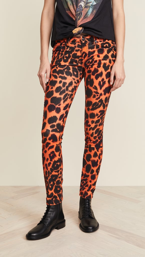 R13 Kate Skinny Jeans in Orange Leopard