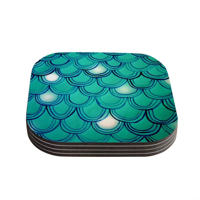 Theresa Giolzetti "Mermaid Tail" Teal Blue Coasters ($19)