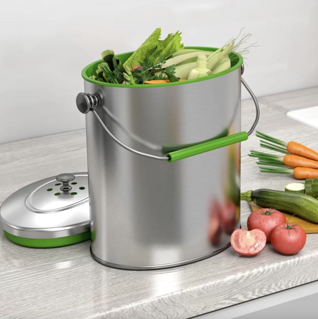 Oval Stainless Steel 1.6 Gallon Countertop Compost Bin