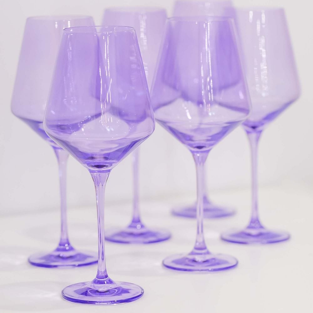 Colourful Wine Glasses: Estelle Coloured Glass Stemmed Wine Glass Set