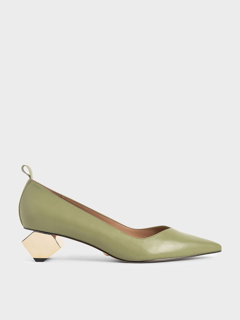 Charles & Keith Leather Sculptural Heel Pumps