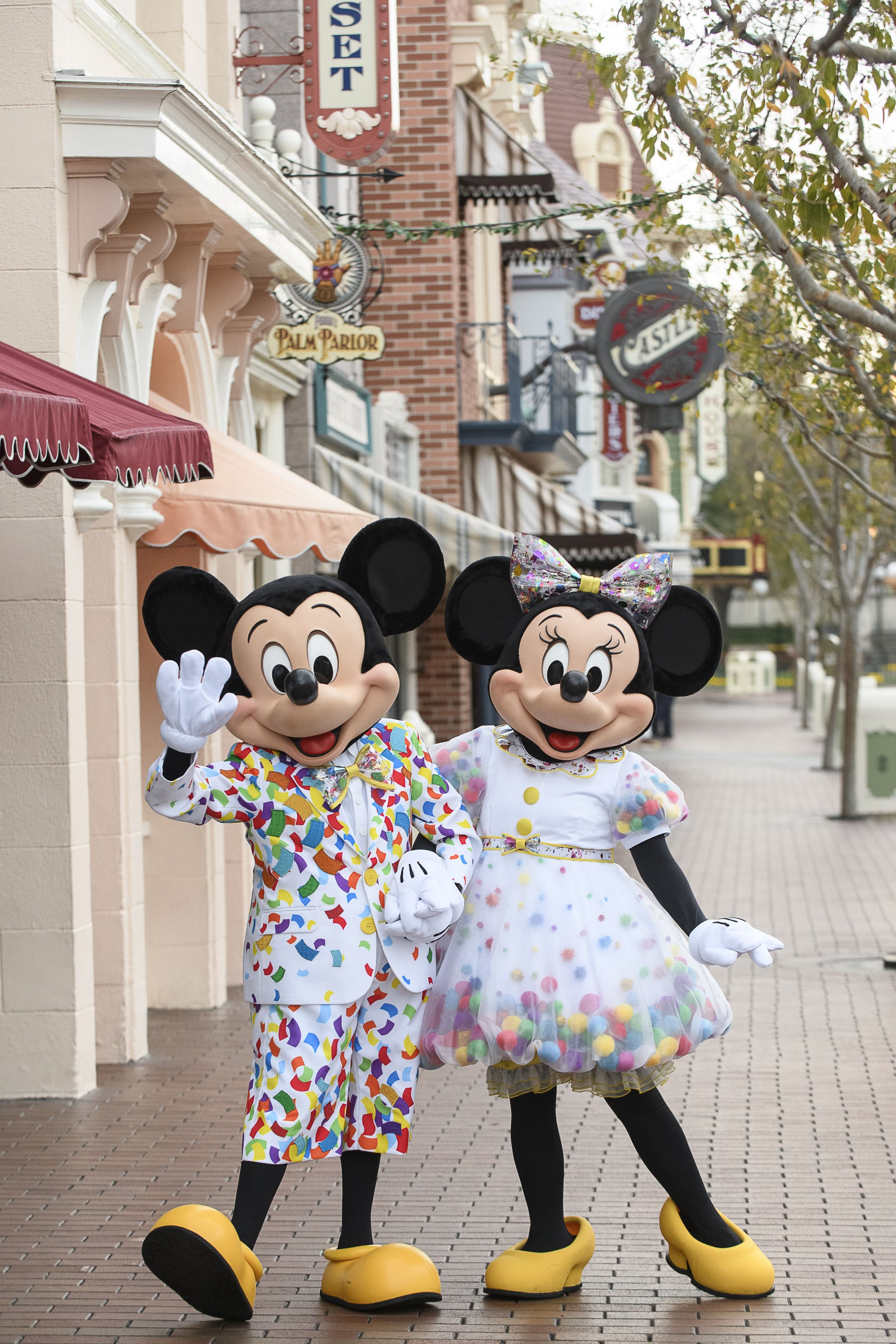 Mickey Mouse and Minnie Mouse don new outfits bursting with colour to commemorate 90 years of magic in celebrations across Disney Parks. Beginning in January 2019 at the Disneyland Resort in Anaheim, Calif., guests are invited to Get Your Ears On - A Mickey and Minnie Celebration. The special party will feature new entertainment and decor at Disneyland park, plus limited-time food and beverage offerings and festive merchandise available throughout the resort. (Richard Harbaugh/Disneyland Resort)