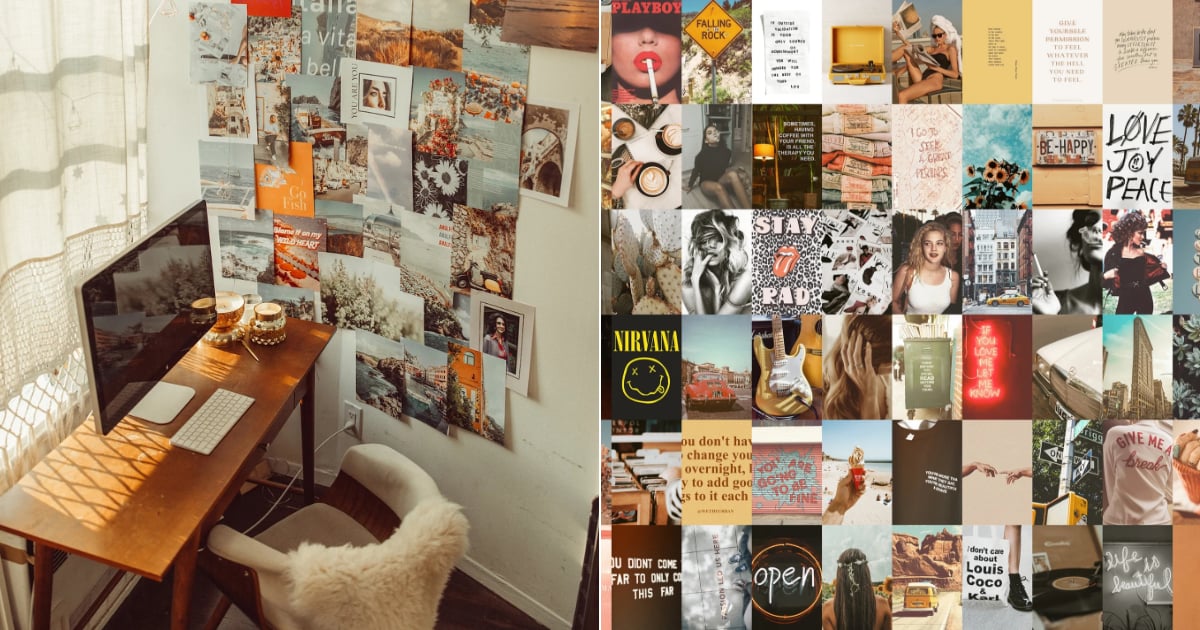 60 PCS Vintage Aesthetic Photo Collage Kit Grunge Room Decor 