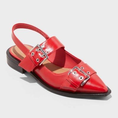 Wild Fable Peyton Double Buckle Slingback Flats with Memory Foam Insole