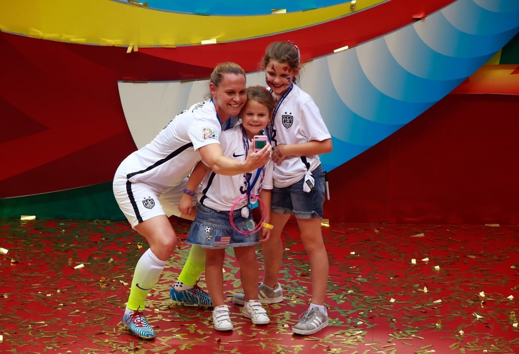 Christie Rampone took a selfie with her daughters, Rylie, 9, and Reece, 5.