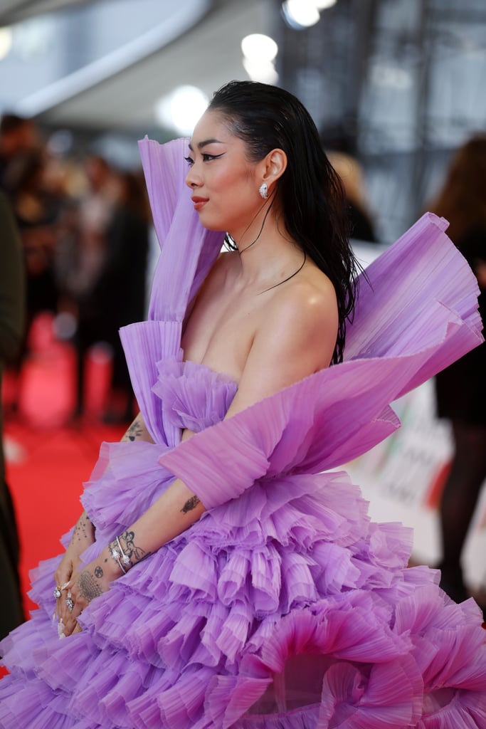 See Rina Sawayama's Purple Dress at the 2021 BRIT Awards