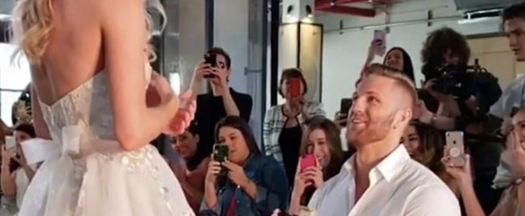 Model Proposed to at Bridal Fashion Week