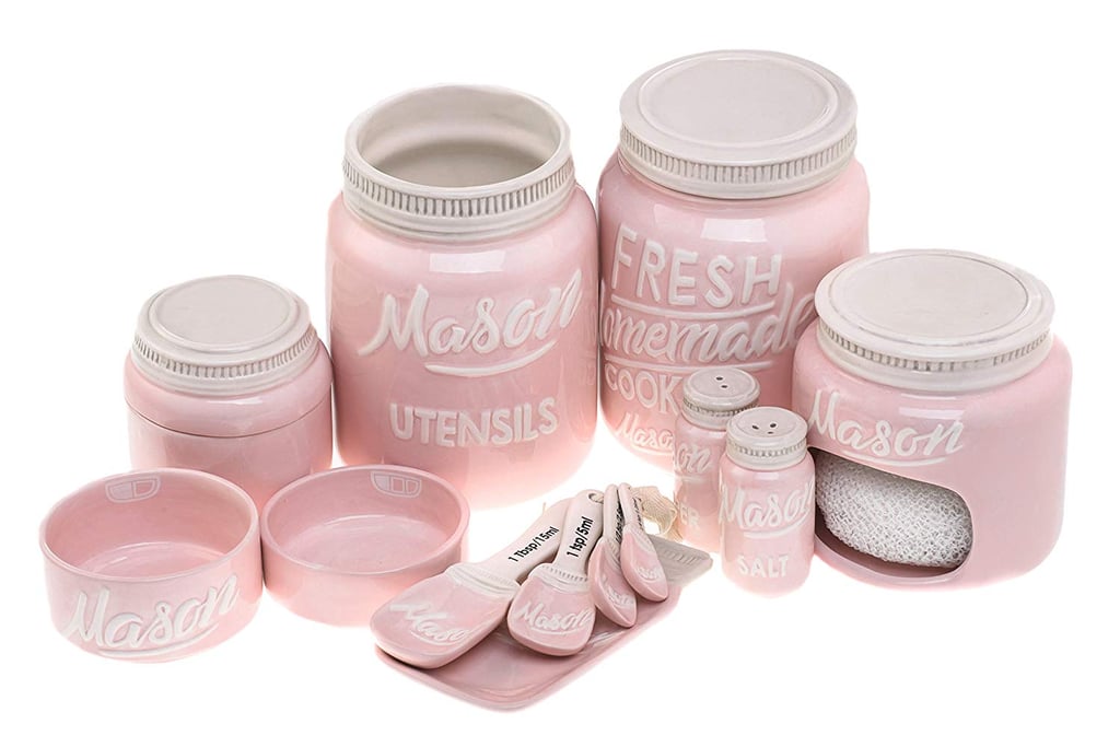 Pink Ceramic Kitchen Mason Jars