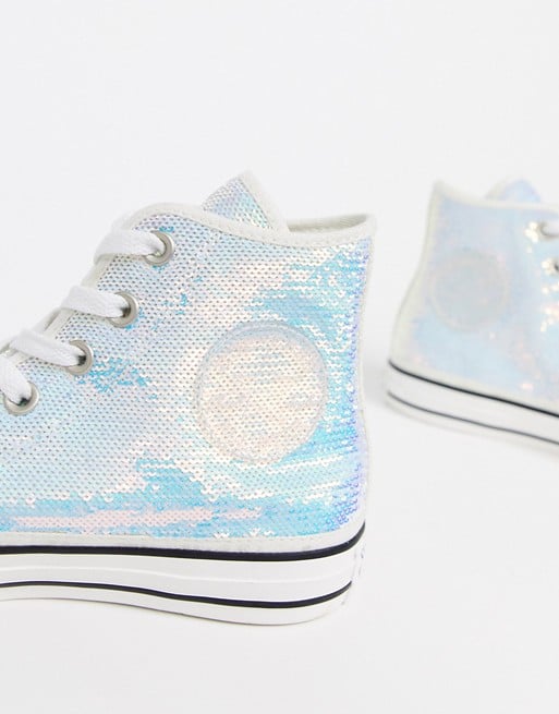 Converse Chuck Taylor Hi Silver Mini Sequin Sneakers