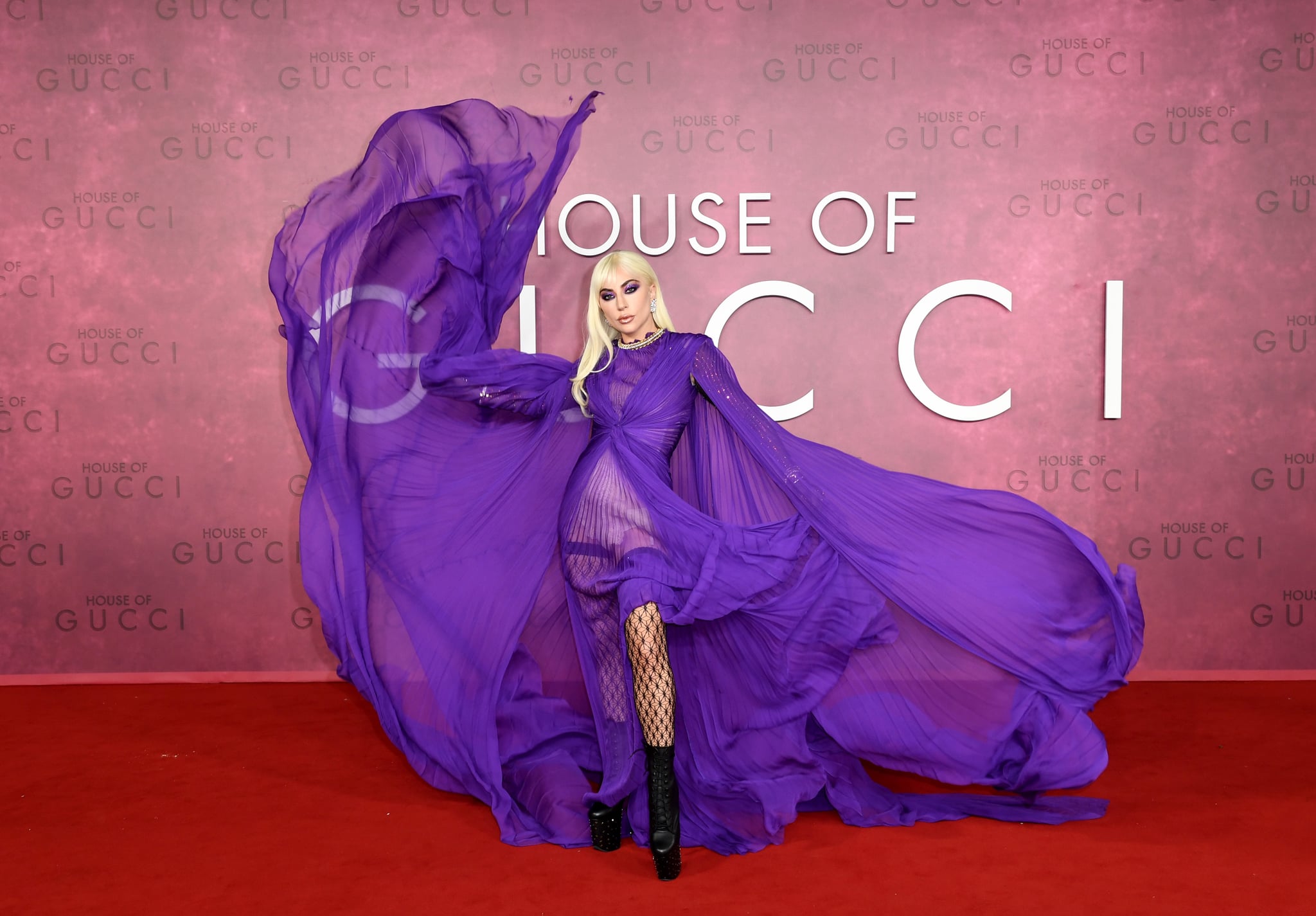 Lady Gaga's Purple Gown at the House of Gucci UK Premiere | POPSUGAR Fashion