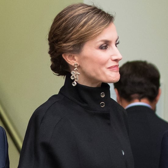 Queen Letizia of Spain in High-Collar Coat